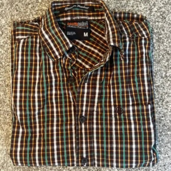 Vintage South Pole brown plaid button down shirt - Picture 1 of 5